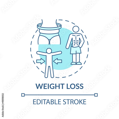 Weight loss concept icon. Clinical manifestations idea thin line illustration. Respiratory disorders and malnutrition. Lack of appetite. Vector isolated outline RGB color drawing. Editable stroke