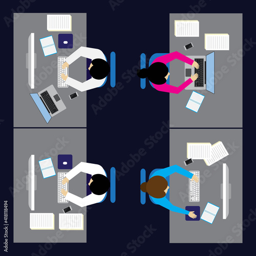 top view of business woman working at office desk table in office