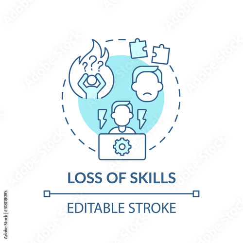 Loss of skills concept icon. Employees losing experience in quarantine idea thin line illustration. Global economic crisis. Vector isolated outline RGB color drawing. Editable stroke