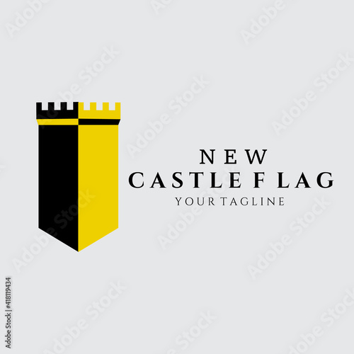 Print castle flag logo vector illustration template design graphic