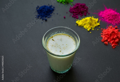 Bhaang- an edible preparation of cannabis, which is consumed with milk on various festive occasions like Holi, Shivaratri etc in India. photo