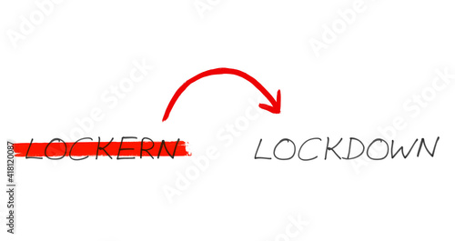 Text mit Pfeil: Lockern und Lockdown