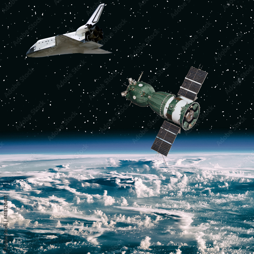 Spaceships and beautiful earth. The elements of this image furnished by NASA. Spaceships and beautiful earth. The elements of this image furnished by NASA.