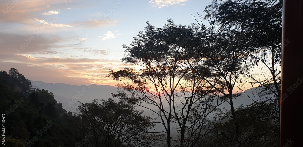 sunset in the mountains