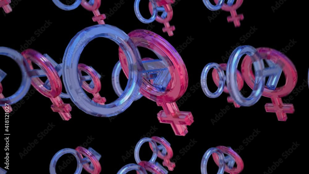 gender symbols dance_001 - Structure of gender symbols of male and female, which synchronously move on a black background. gender symbols dance_001 - Structure of gender symbols of male and female, which synchronously move on a black background.