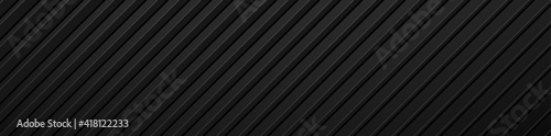 Black abstract background design. Modern diagonal line pattern in monochrome colors. Premium stripe texture for banner, business backdrop. Dark horizontal vector template