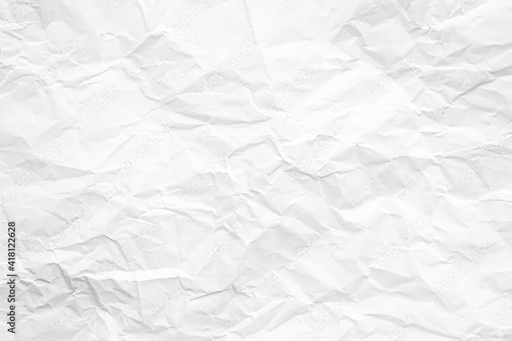 Fototapeta premium Clean white paper, wrinkled, abstract background.