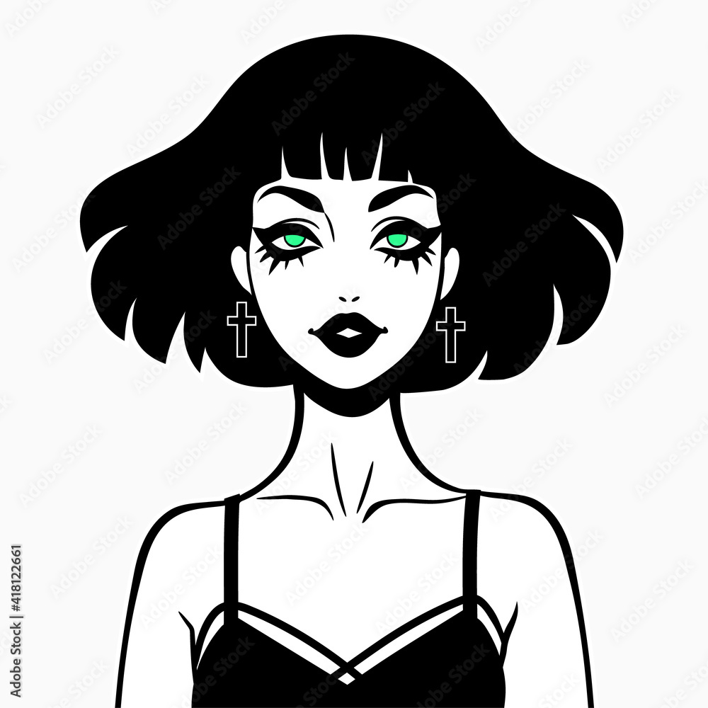 Cute smiling goth girl with short hair Cute smiling goth girl with short hair