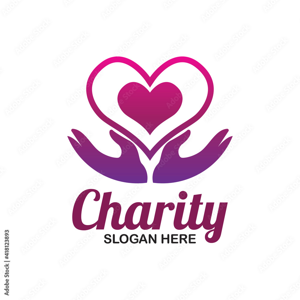charity and care logo, emblems and insignia with text space for your slogan tagline. vector illustration