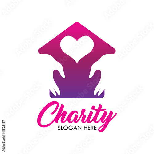 charity and care logo, emblems and insignia with text space for your slogan tagline. vector illustration