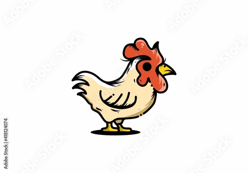 Cute little rooster illustration drawing © Adipra