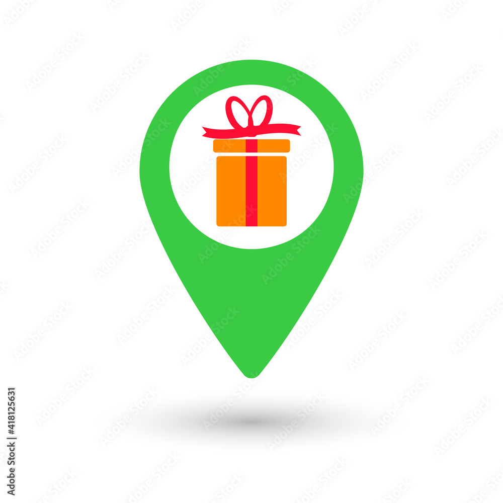 Shop pointer icon, flat graphic design template, symbol for map, vector illustration Shop pointer icon, flat graphic design template, symbol for map, vector illustration