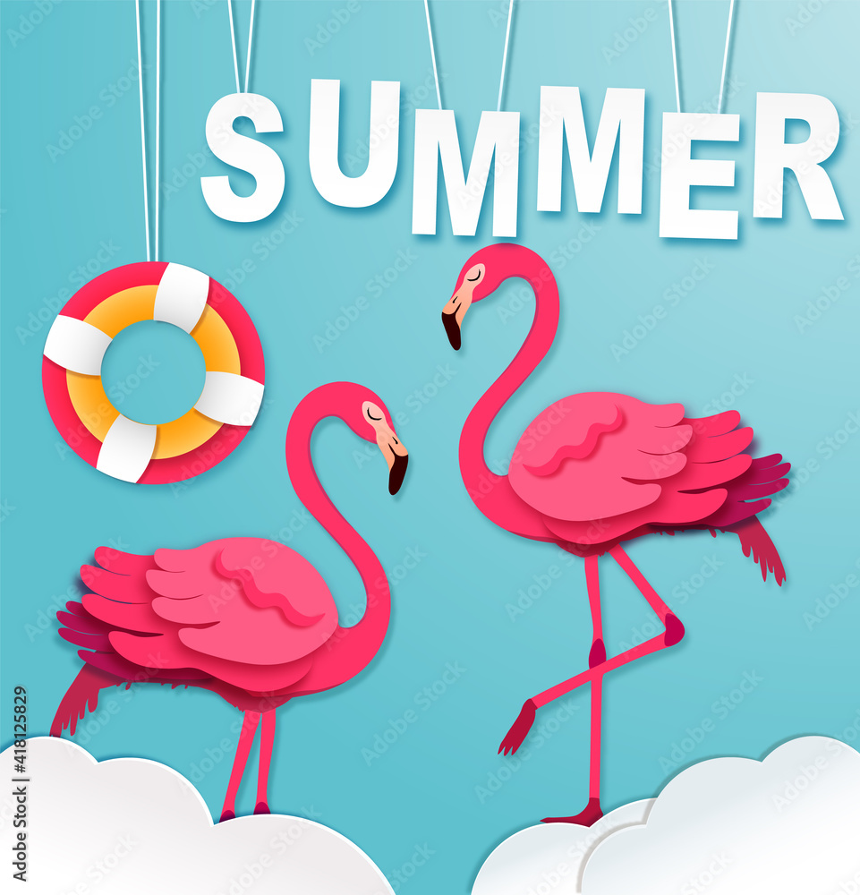 Fototapeta premium illustration of a flamingo in the background