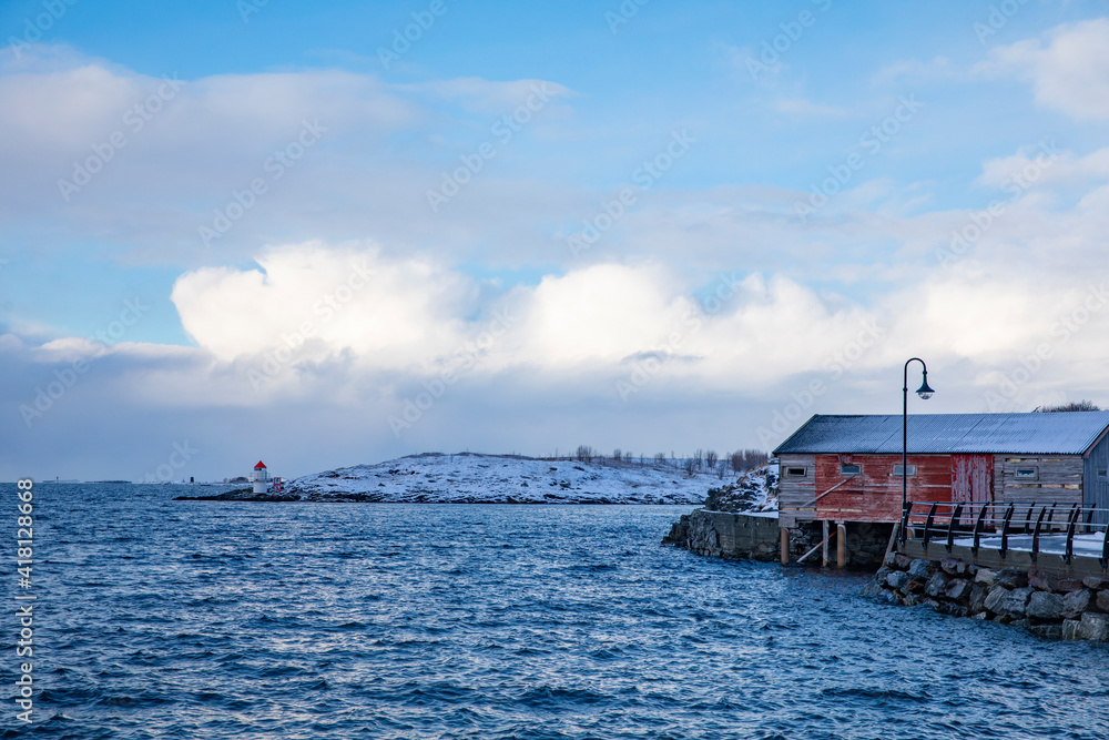 Winter weather in Brønnøysund harbor,Helgeland,Nordland county,Norway,scandinavia,Europe