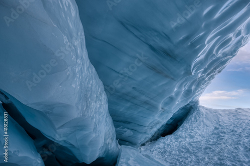 Wallpaper Mural Whistler, British Columbia, Canada. Beautiful View of the Ice Cave in the Alpines on top of Blackcomb Mountain. Nature Background. Blue Sky Art Render. Torontodigital.ca
