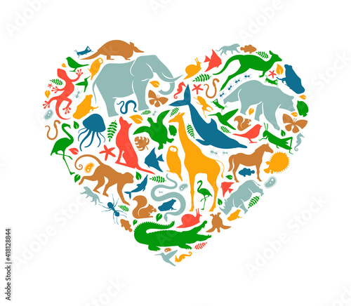 Love wild animal concept heart shape icon isolated © Cienpies Design