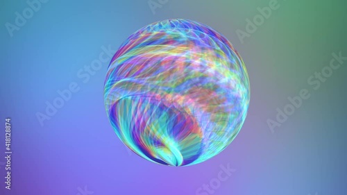 Beautiful rainbow sphere on blue background.
