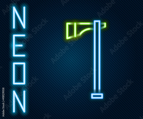 Glowing neon line Native american tomahawk axe icon isolated on black background. Colorful outline concept. Vector Illustration.
