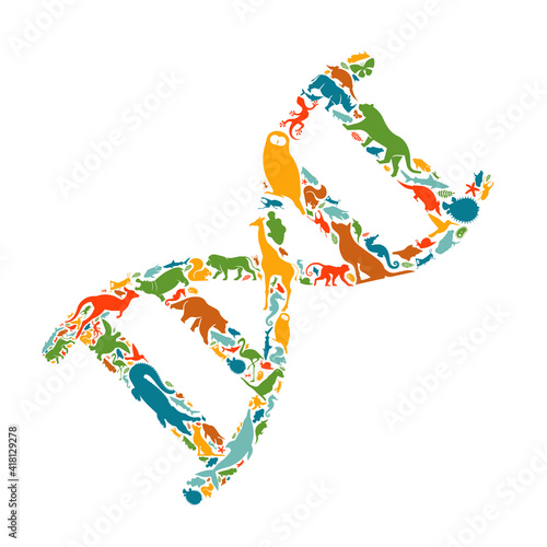 Colorful wild animal icon dna science concept