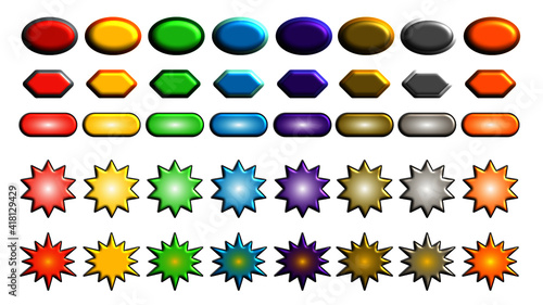 Raccolta 05 di pulsanti di vari colori e forme 3D