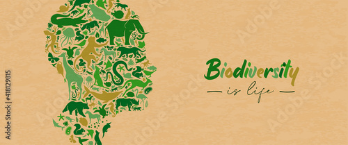 Green wild animal icon recycled paper head shape