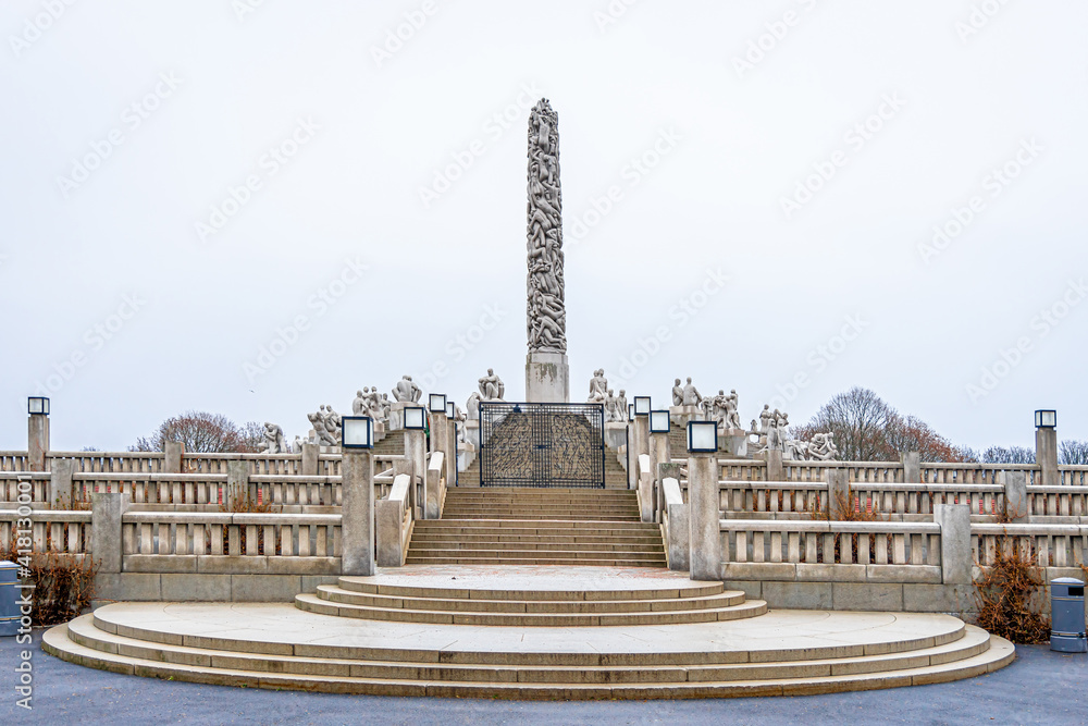 Aerial view of Vigeland park in Oslo, Norway