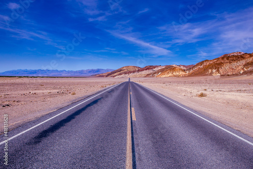 road lines in death valley  california  usa