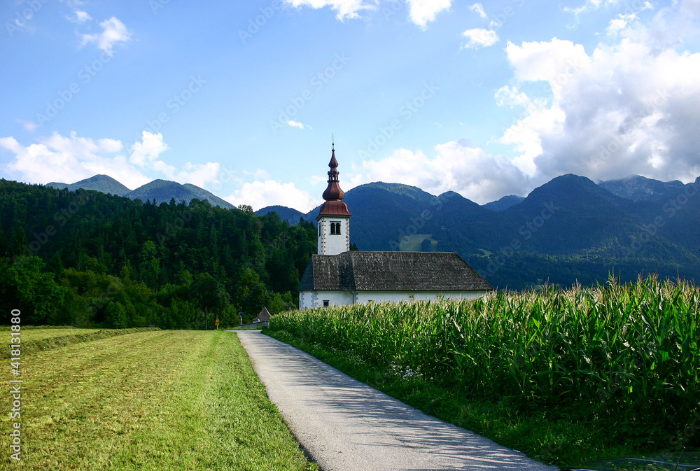 Little church in the mountains in Slovenia