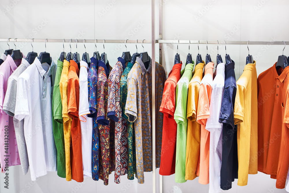 Men's shirts with short sleeves in store Men's shirts with short sleeves in store