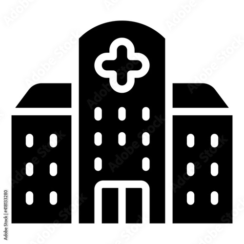 Hospital building filled icon design on white background