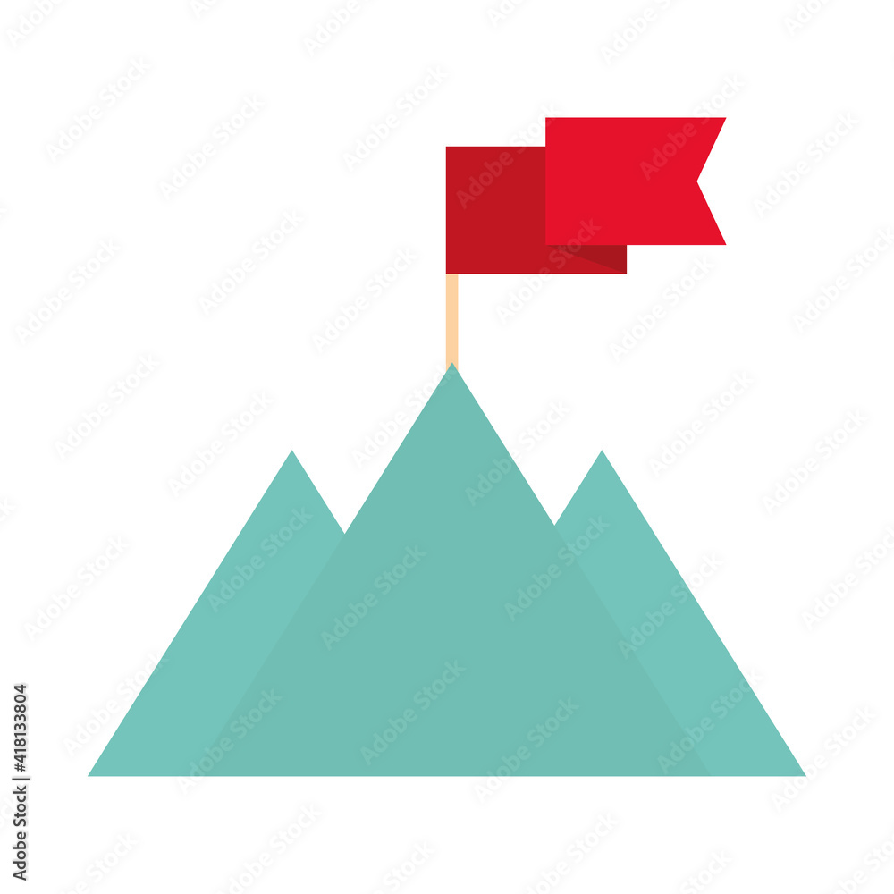 mountains with flag