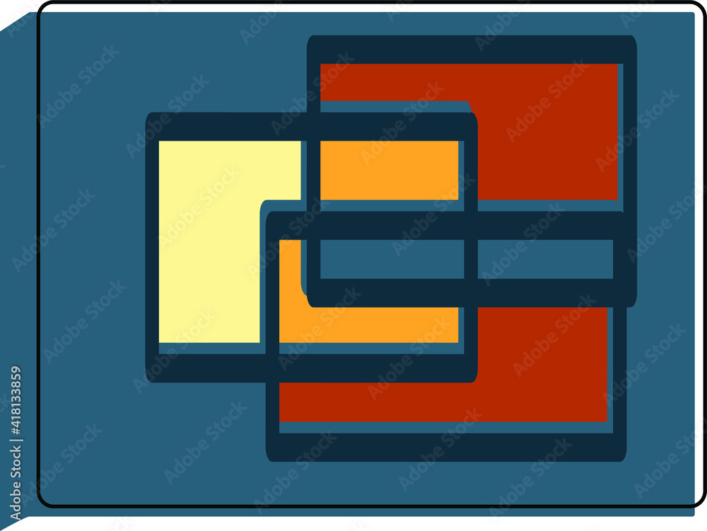 Abstract composition of several rectangles filled with colors and movable background. Abstract composition of several rectangles filled with colors and movable background.