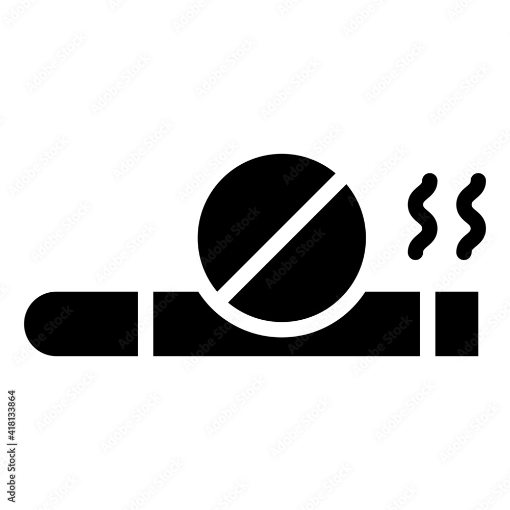 Cigarette with ban sign, icon of no smoking Cigarette with ban sign, icon of no smoking