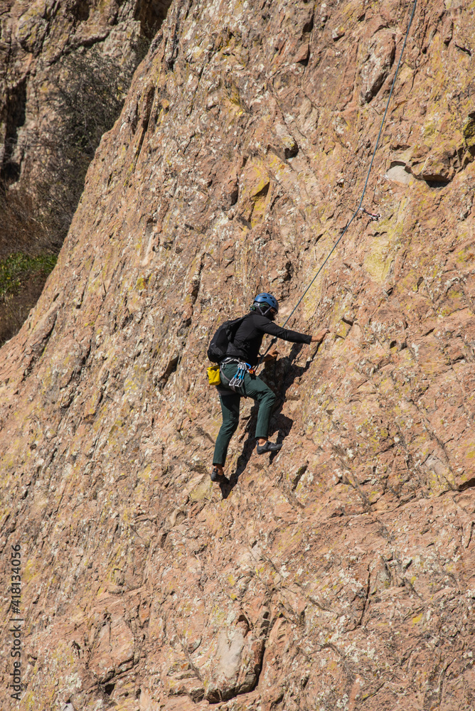 A rock climber on Peña de Bernal, UNESCO site and one of the world’s largest monoliths, Queretaro, Mexico A rock climber on Peña de Bernal, UNESCO site and one of the world’s largest monoliths, Queretaro, Mexico