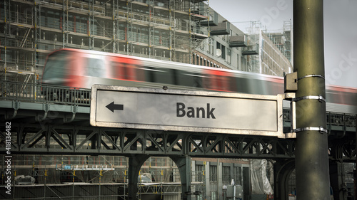 Fotografie Street Sign to Bank