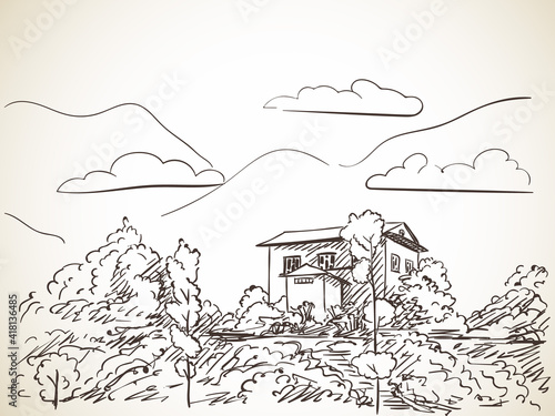 rural house sketch