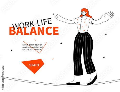 Work-life balance - modern colorful line design style web banner