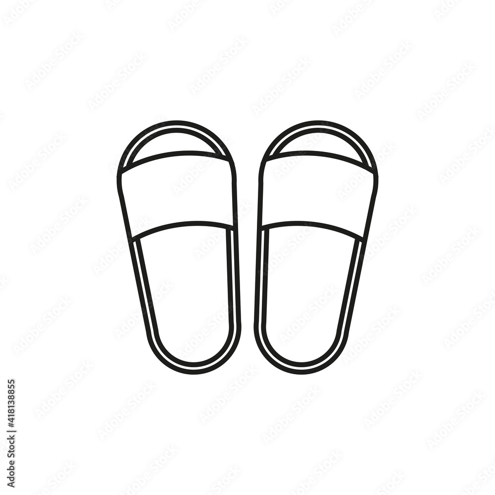 The slipper icon. Simple linear vector illustration on a white background. The slipper icon. Simple linear vector illustration on a white background.
