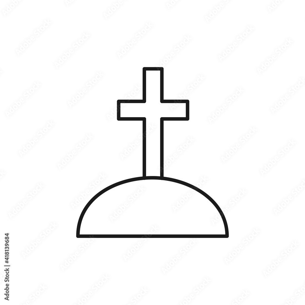 Tombstone line icon. Rip grave burial symbol. Vector illustration isolated on white.