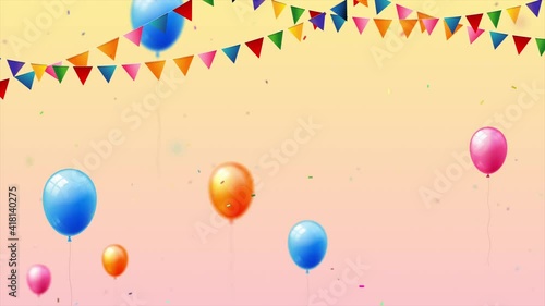 nimation of colorful glossy balloon flying for celebration for birthday, parties, wedding and festival decoration photo