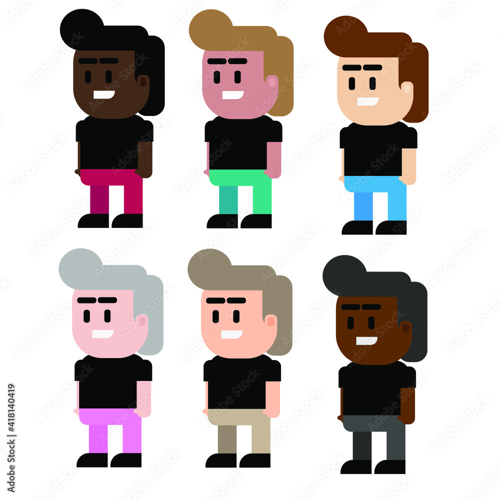 Vector on a white background. Diversity of many multi-ethnic people. Coexistence and multicultural community integration. Crowd of people