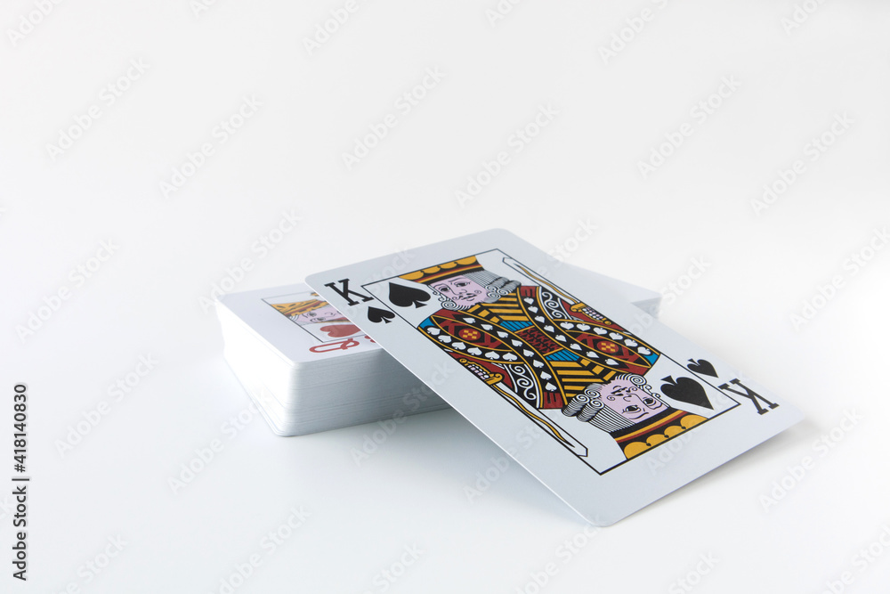 Playing cards deck for poker or casino game isolated on white background. Playing cards deck for poker or casino game isolated on white background.