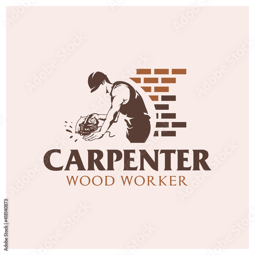 The graphic design of the sawing person is perfect for the carpenter