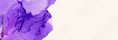 Alcohol ink vector texture banner. Fluid ink abstract background.