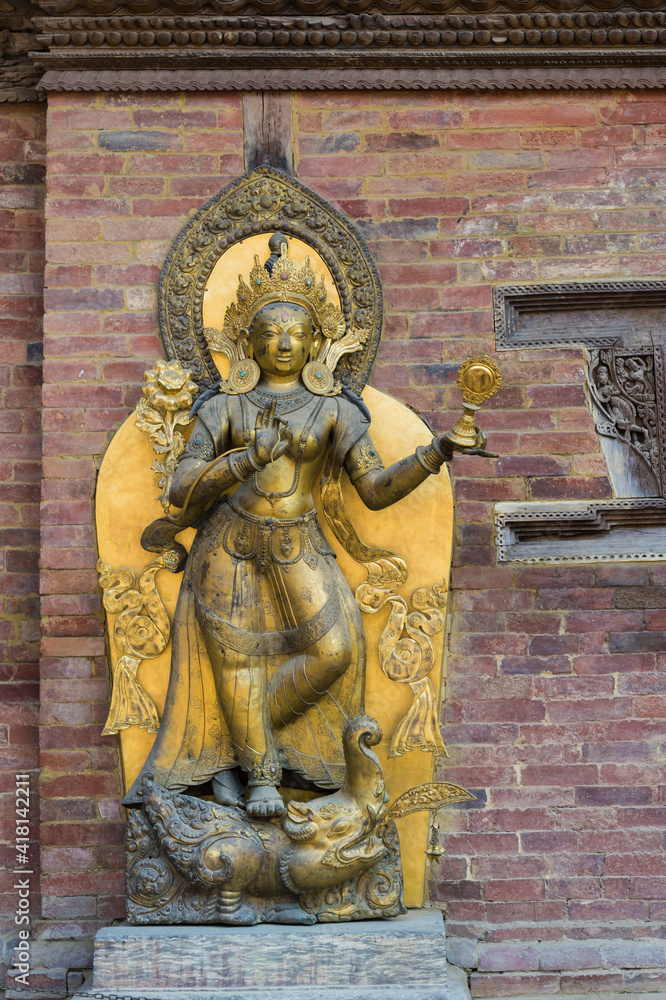 Ganga river Goddess statue, Mul Chowk, Hanuman Dhoka Royal Palace, Patan Durbar Square, Unesco World Heritage Site, Kathmandu valley, Lalitpur, Nepal, Asia