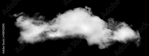 White cloud isolated on black background, Fluffy texture , Abstract smoke