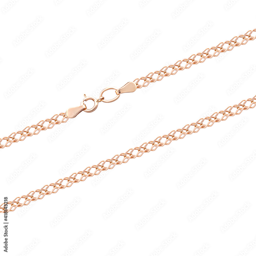 Silver gold pendant fragment necklace link chain on white backround isolated Silver gold pendant fragment necklace link chain on white backround isolated