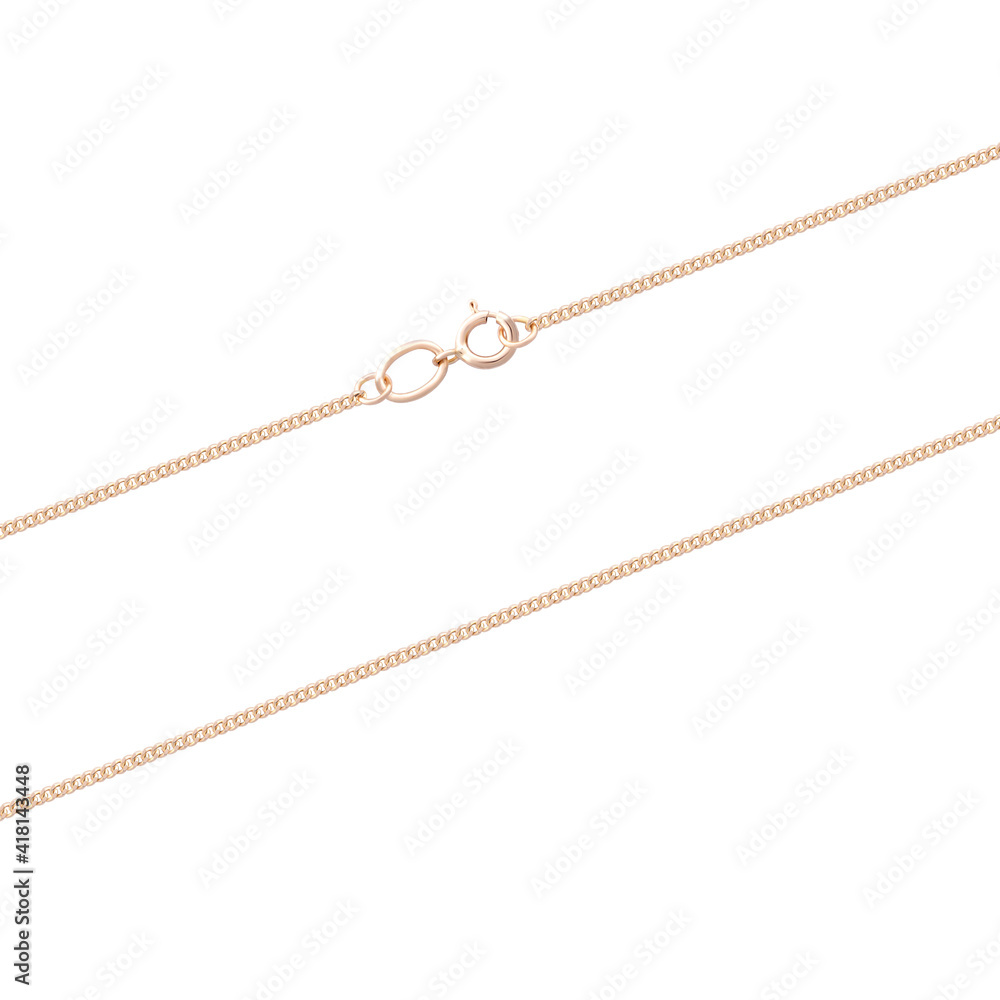 Silver gold pendant fragment necklace link chain on white backround isolated Silver gold pendant fragment necklace link chain on white backround isolated