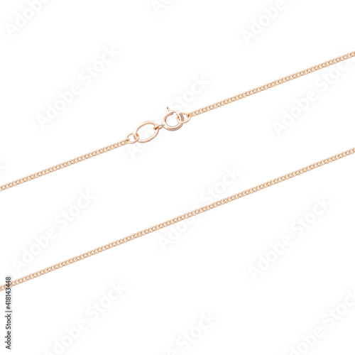 Silver gold pendant fragment necklace link chain on white backround isolated