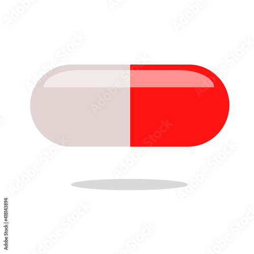  Medical red capsule pill isolated